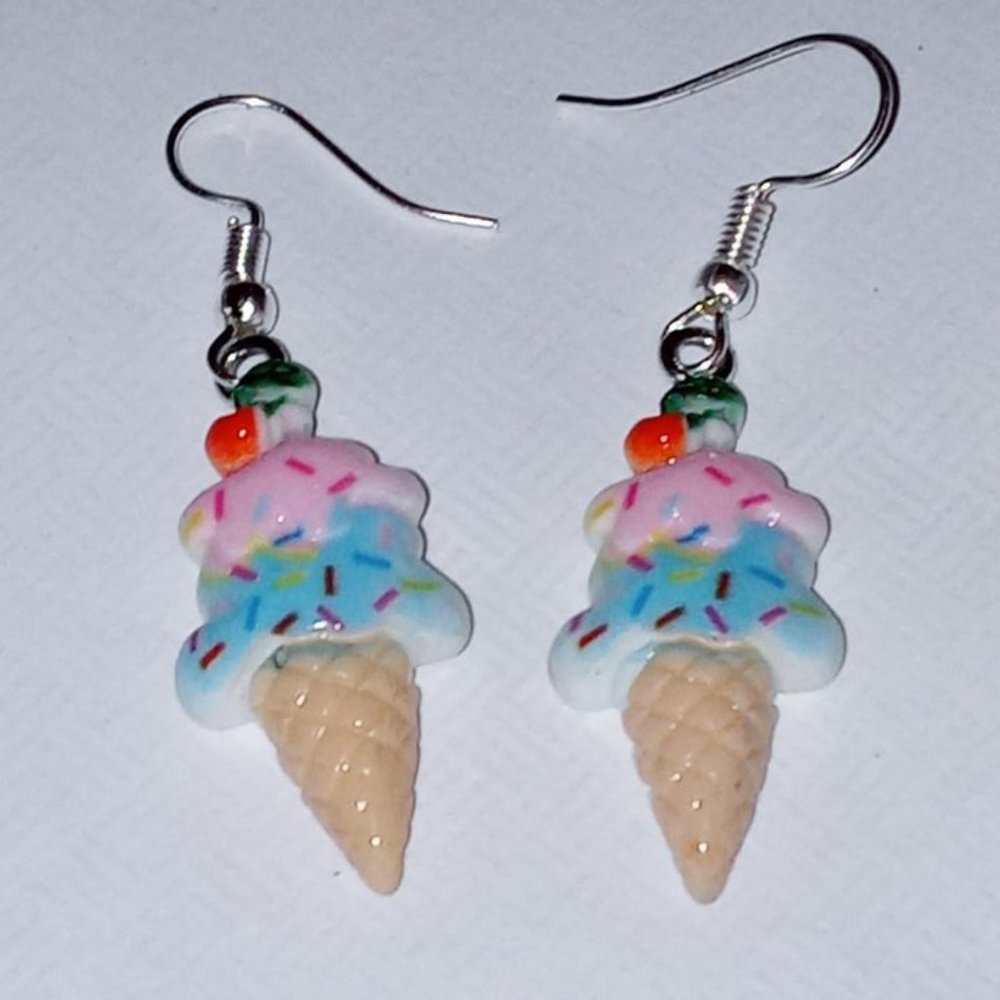 Ice-cream Cone Earrings - Cute Playful Earring - Dangle Earrings